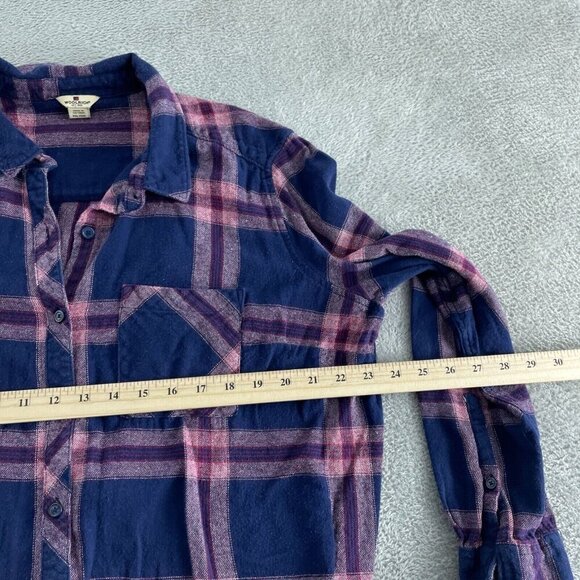 Woolrich Womens XXL Plaid Flannel Shirt Navy Down Long Sleeve 100% Cotton 0851 - Picture 7 of 9
